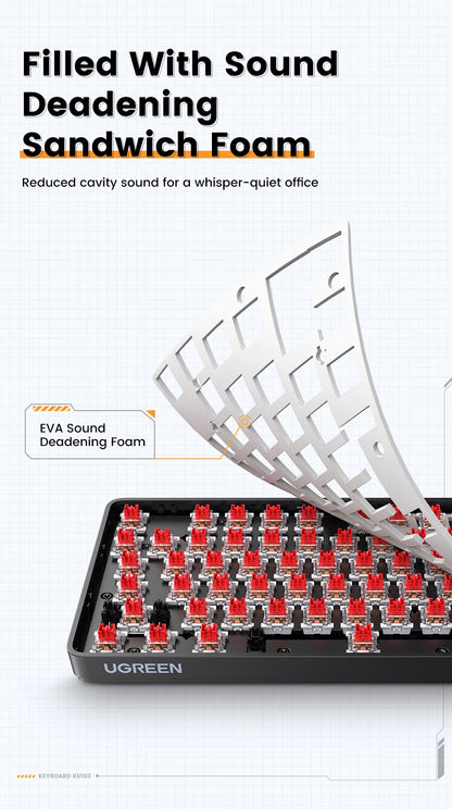 Teclado mecánico UGREEN 108 teclas PBT, teclado con cable, interruptores rojos, ruso/coreano/EN, para ordenador de sobremesa y portátil, Windows, Mac OS y gaming