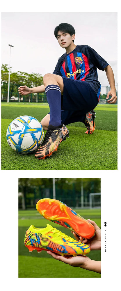 New Men Football Boots Outdoor Sneakers High-quality Grass Cleats Soccer Shoes Boys Match Hot-selling Non-Slip High-top Light