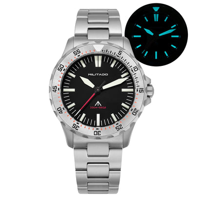 Militado Ml16 PVD Black Quartz Wrist Watches VH31/Ronda 515 39Mm Retro Watch Sapphire Luminous BGW9 200M Waterproof Dive Watch