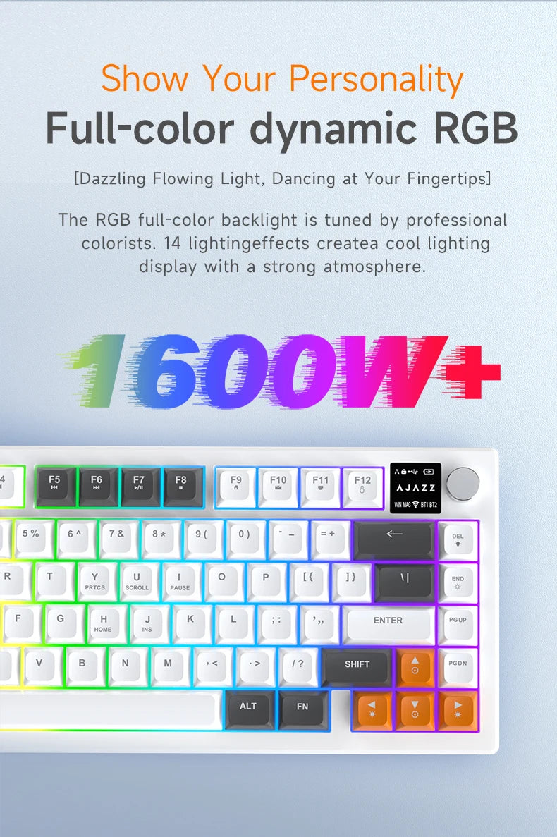 AJAZZ AF82 Office Low Profile Keyboard RGB Wired/Wireless Gaming Keyboard 75% Layout 82 keys 4000mAh Battery for Win/Mac