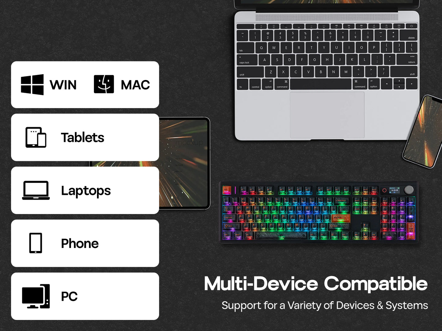 EPOMAKER TH108 V2 PRO 100% ANSI US Layout Wired/Bluetooth/2.4Ghz Wireless Mac Modifier Mechanical Keyboard with Screen & Knob