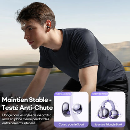 Auriculares Lenovo LE302 inalámbricos Bluetooth 6.0, batería de larga duración, clip deportivo para la oreja, estéreo HIFI con cancelación de ruido