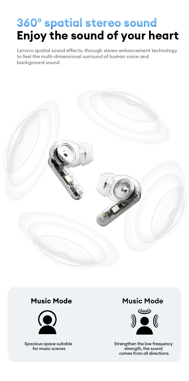 Choice Lenovo LE209 Gaming Headset Wireless Bluetooth 6.0 Sports Headset 35H Battery Life Waterproof ANC Noise Reduction Earbuds