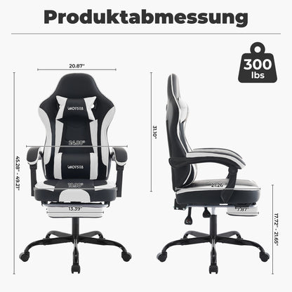 Silla gaming WOTSTA con reposapiés, silla para gamers ergonómica con cojín lumbar, reposacabezas y altura ajustable para ordenador