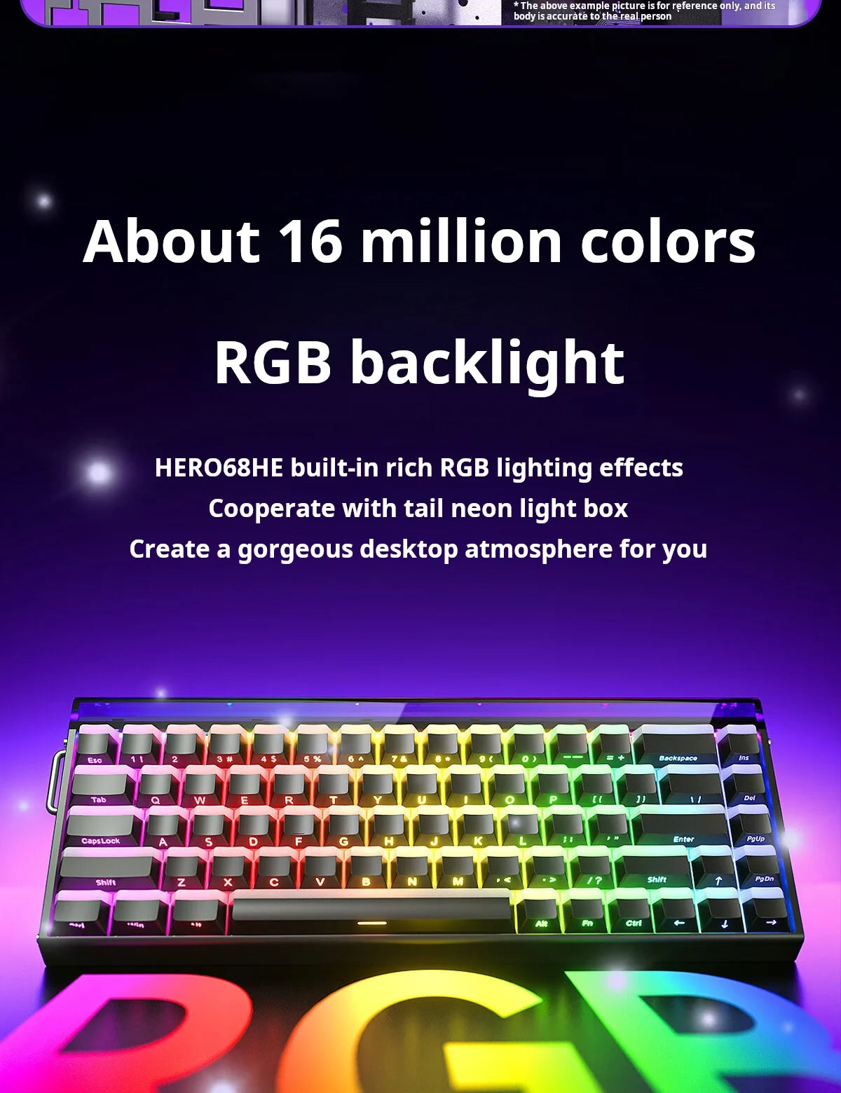 Teclado Mecânico Gaming AULA HERO 68 HE com Eixo Magnético RT, Iluminação RGB com Fio, Taxa de Polling 8K e Gravação Lateral