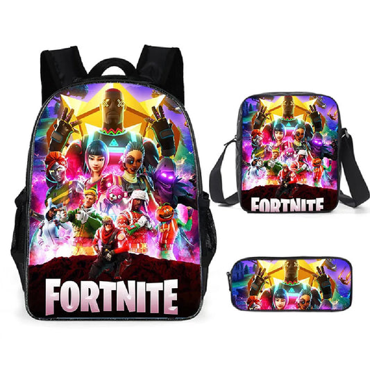 Fortnite Anime Character New Backpacks Cartoon Battle Royale Student 3-piece Set Book Bag Meal Box Pen Bag Anime Gifts