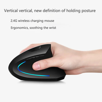 Nuevo ratón vertical inalámbrico 2.4GHz con DPI ajustable, óptico, ergonómico para la muñeca, con retroiluminación gaming, para portátil, tablet, Mac e iPad