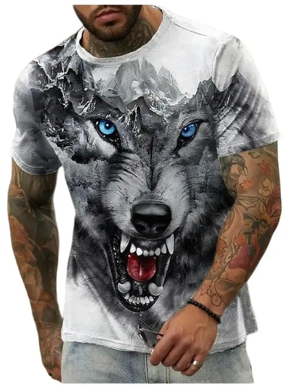 Summer Wolf Animal 3D Print T-Shirts Men Women Hip-hop Short Sleeve T Shirt Casual Oversized Harajuku Y2K Tops Tees Men Clothing