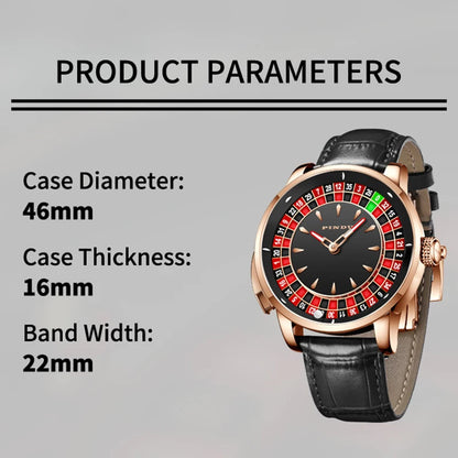 PINDU Watch Top Brand Luxury Upgraded Version Button Roulette Men's Mechanical Watch Stainless Steel NH35A Sapphire Glass Watch