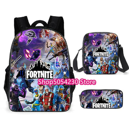 Mochila Fortnited de 3 piezas para niños Victory Game, 16 pulgadas, resistente al agua, mochila preescolar moderna, mochilas escolares para primaria
