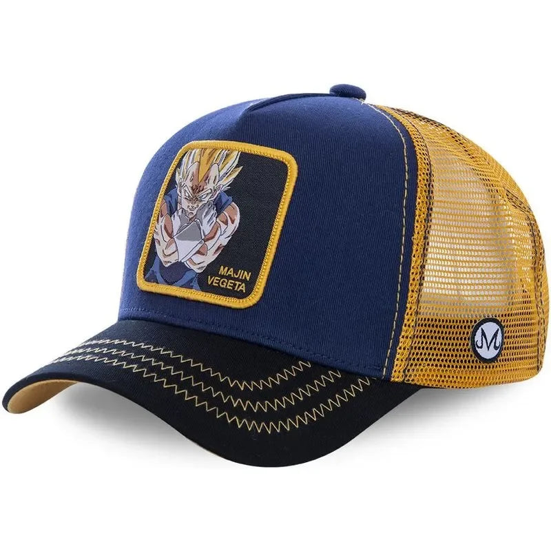 Dragon Ball Buu Goku-kasket – sommerrejse-kasket med skygge til mænd, broderet, hiphop-stil, solskærm, justerbar trucker-meshkasket