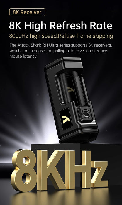Attack Shark R11 Ultra 8K Carbon Fiber Gaming Mouse, PAW3950MAX, 49g Ultra-Lightweight, Wireless 8000Hz Polling,Tri-Mode