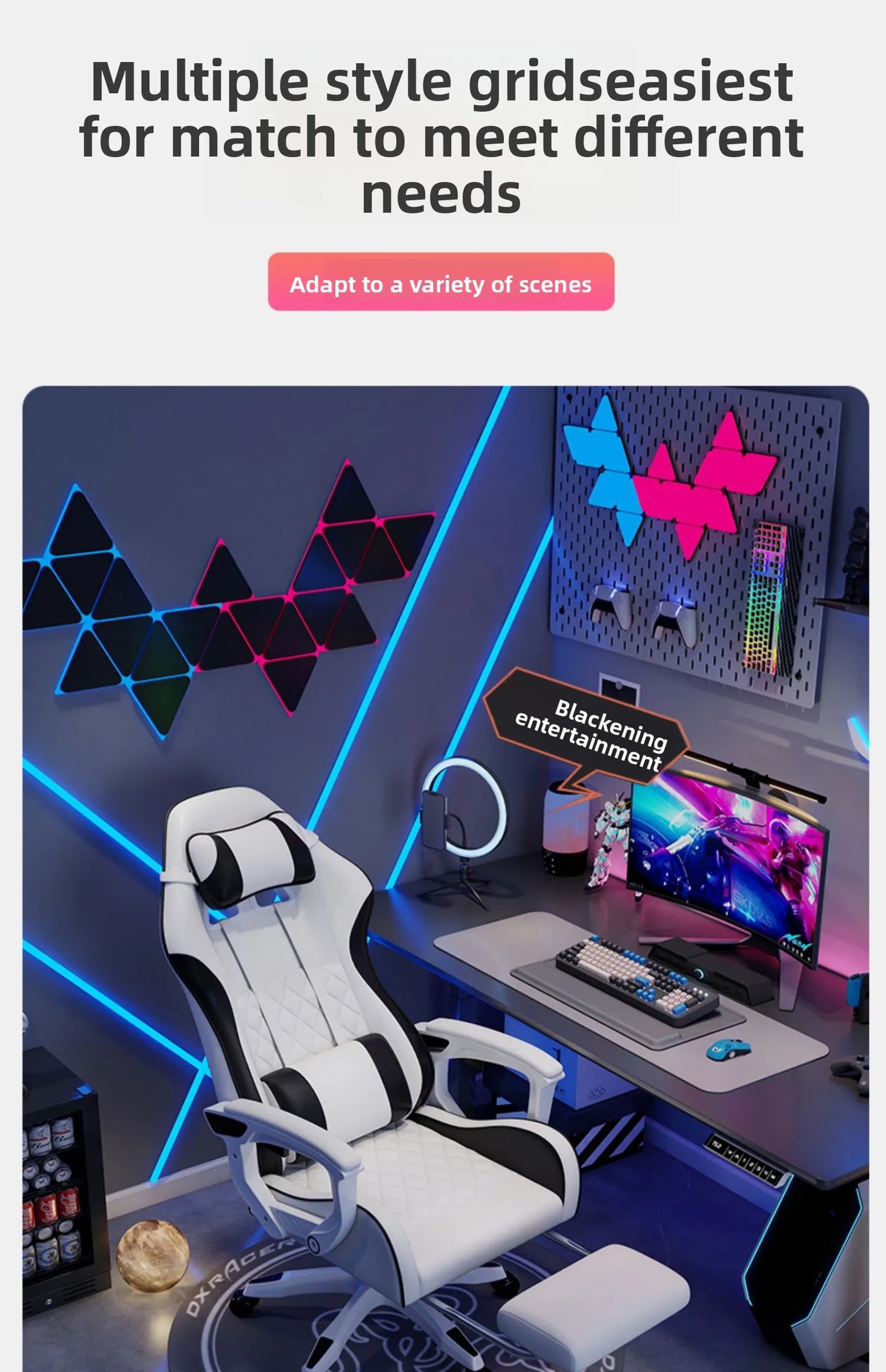 Silla gaming masculina para e-sports, cómoda para estar sentado durante períodos prolongados; silla de ordenador reclinable para momentos de ocio, con respaldo