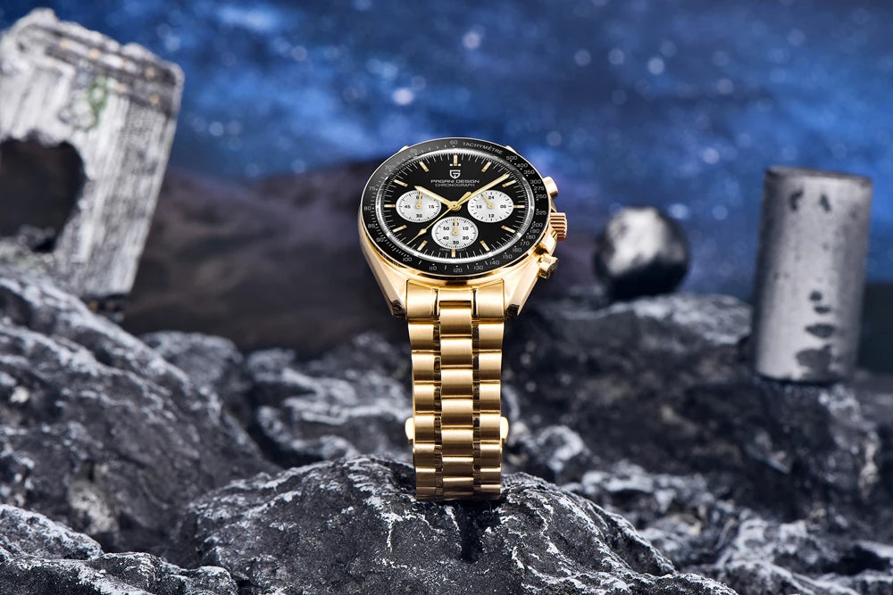 Relógio PAGANI DESIGN Moon – Cronógrafo de quartzo de luxo para homem, estilo desportivo, vidro de safira com tratamento antirreflexo, mostrador luminescente
