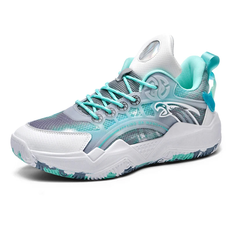 Chaussures de basket-ball unisexes, chaussures d'entraînement de compétition en plein air en maille tendance, bottes de basket-ball plates antidérapantes à rebond pour hommes