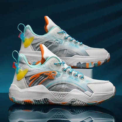 Chaussures de basket-ball unisexes, chaussures d'entraînement de compétition en plein air en maille tendance, bottes de basket-ball plates antidérapantes à rebond pour hommes