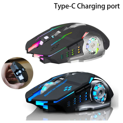 Mouse gaming Carpbaba GM6 per gamer, mouse ottico cablato regolabile con LED, cavo USB, mouse silenzioso per laptop e PC