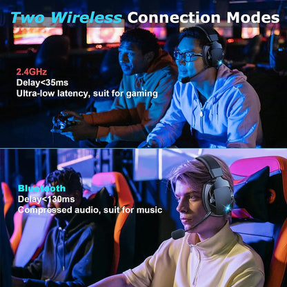 Cuffie da gaming wireless Acinaci 2.4GHz per PS5 PS4 PC Switch – Cuffie Bluetooth da gaming con microfono, bassi profondi e padiglioni in memory foam