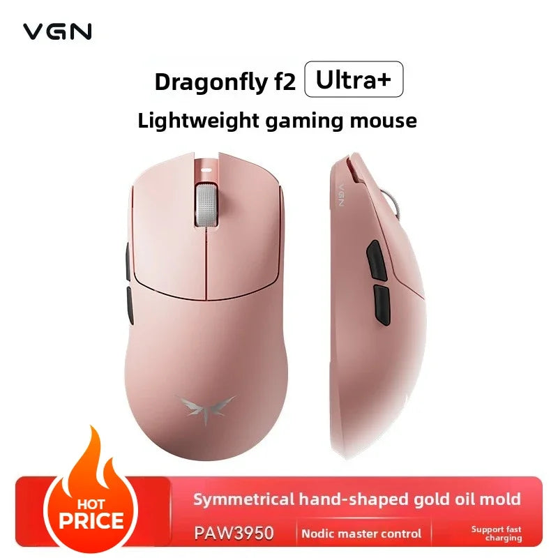 VGN Dragonfly F2 ProMax/Ultra E-Sports-Gaming-Maus 42000DPI 0.125ms für CSGO, Latenz kabelgebunden/kabellos, Dual 8K, 3 Modi, PAW3395/3950