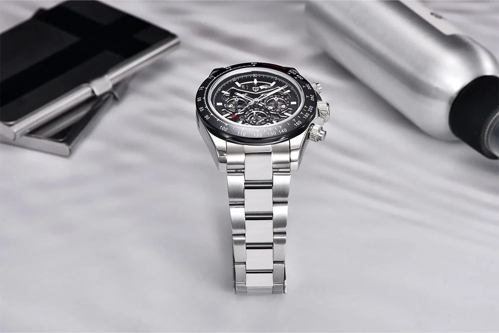 Reloj mecánico automático PAGANI DESIGN para hombre, de acero inoxidable, resistente al agua 10Bar, deportivo, de lujo casual para hombre