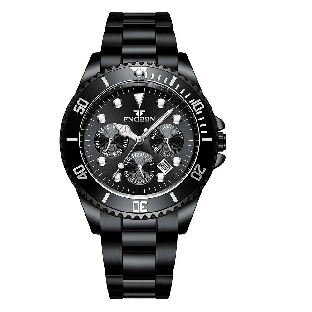 Relógio de quartzo de luxo para homem BINBOND, preciso, com data automática, luminoso, estanque, ideal para desporto, negócios e lazer. Resistente e duradouro.