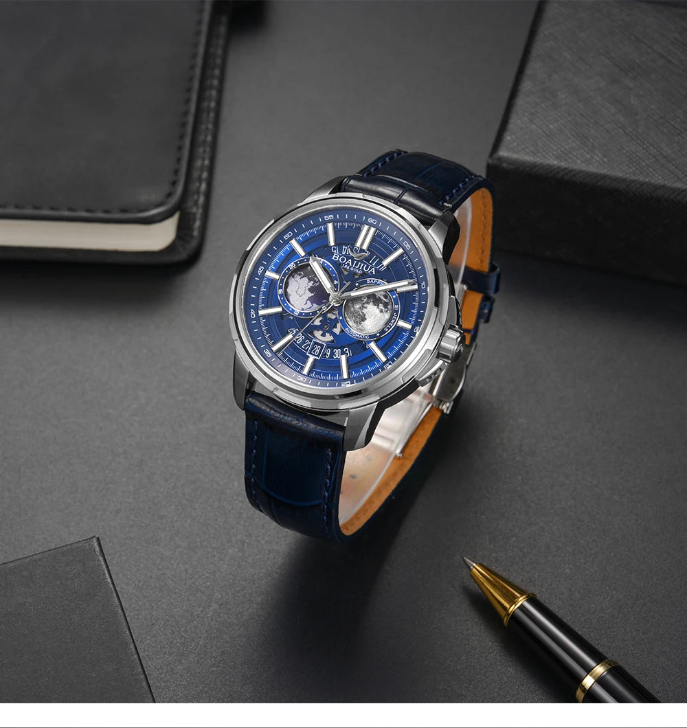 BORIAGE(BOAIJIUA) Orologio meccanico da uomo completamente automatico, design originale, impermeabile e luminoso