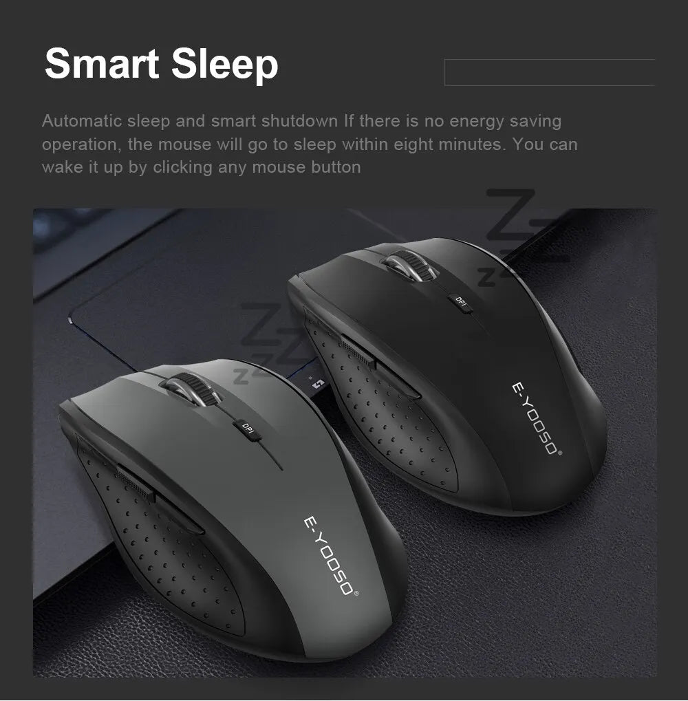 E-YOOSO E-1010 Mouse Wireless USB 2.4G da Gaming e Ufficio, Mouse Ottico 2400 DPI Ergonomico per Laptop, PC e Computer