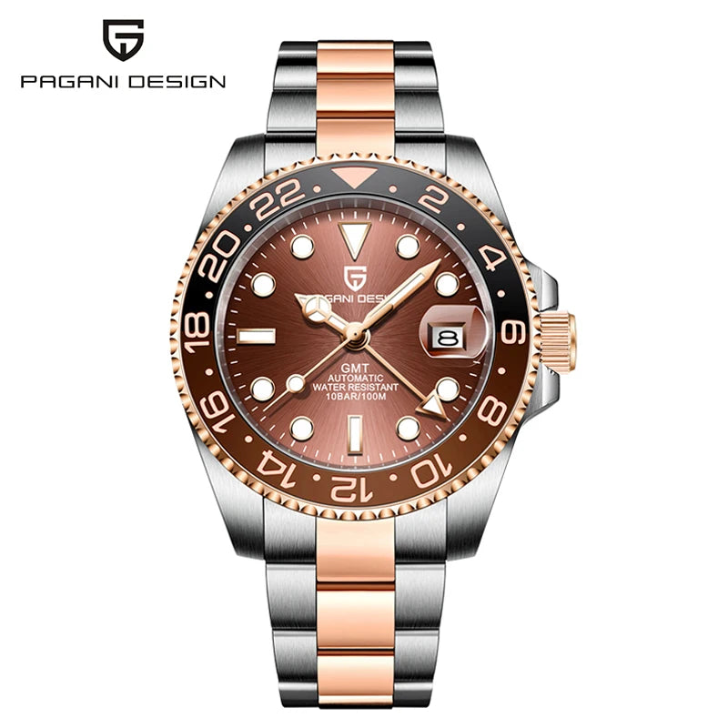New 1662 PAGANI DESIGN GMT Automatic Watch 40mm Men's Wristwatch Top Brand 100M Waterproof Mechanical Wristwatches for Men Cloc