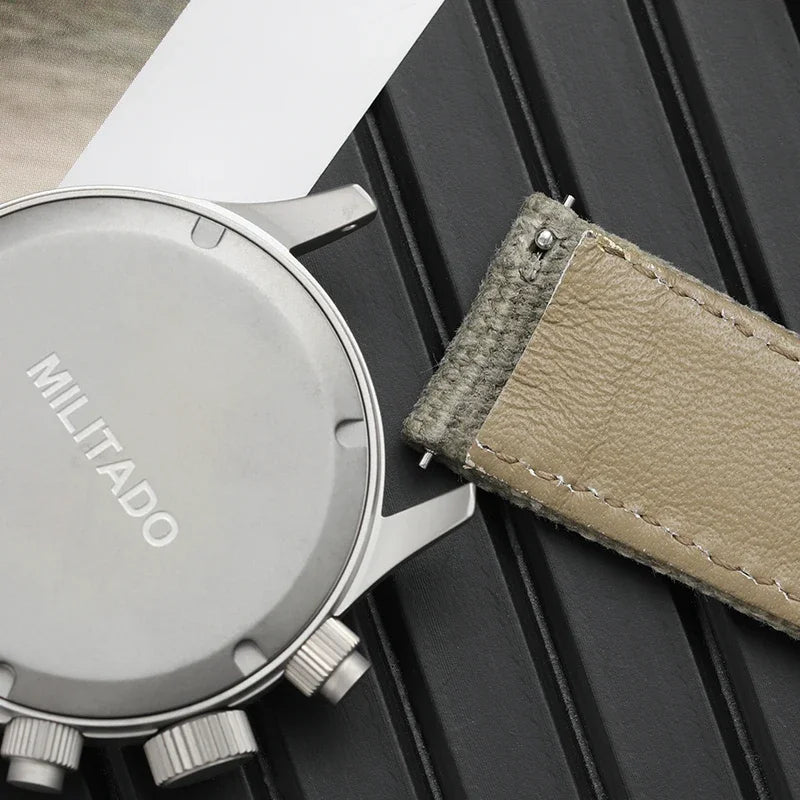 Orologio cronografo al quarzo Militado VK61 VK67, 39mm, cassa in acciaio inox 316L, 3 quadranti, impermeabile 100M, orologio militare multifunzione