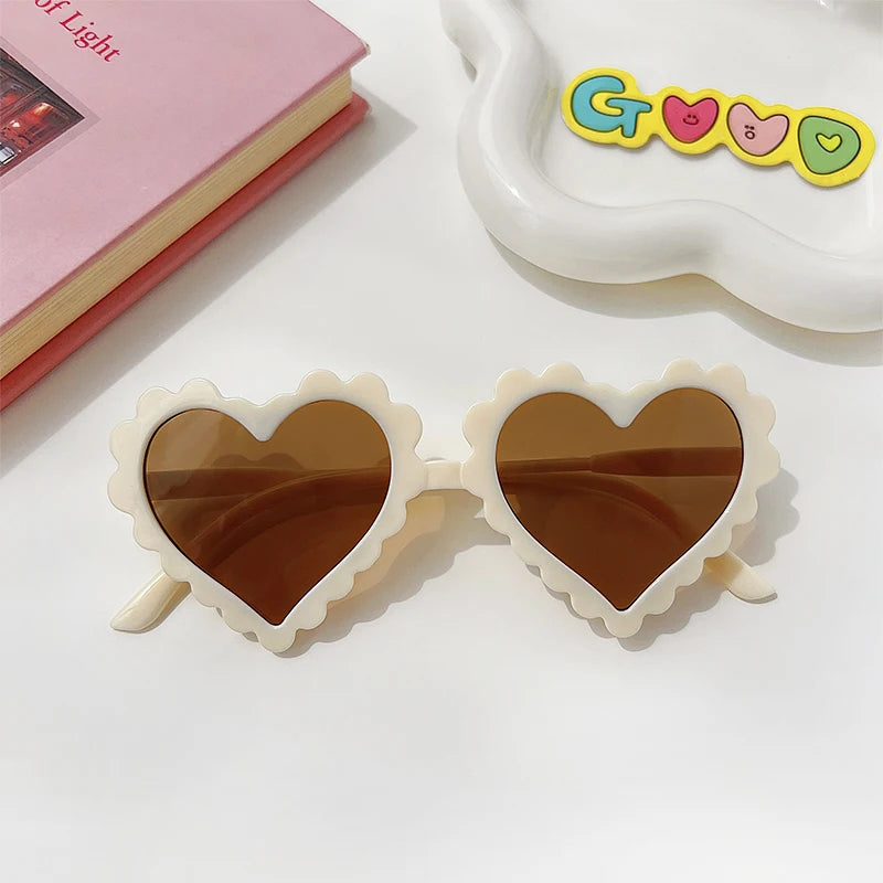 New Kids Cartoon Heart Sunflower Fruit Rabbit Ears Sunglasses Girls Boy Children Outdoor Round Polarized UV400 Sun Glasses