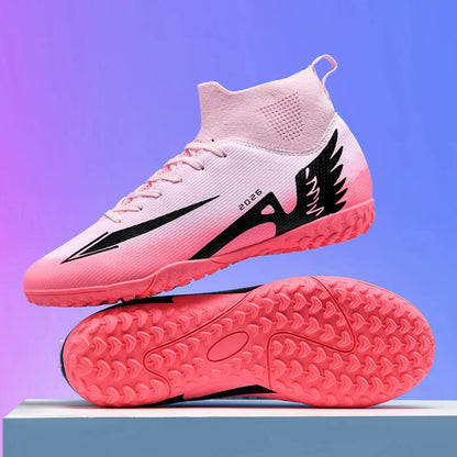 Nouvelles chaussures de football pour hommes, chaussures de soccer de haute qualité pour l'extérieur, chaussures de sport ultralégères pour l'intérieur, chaussures de sport antidérapantes à cheville haute, chaussures d