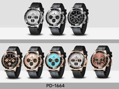 Nuovo originale PAGANI DESIGN PD-1664 orologio da uomo di lusso, movimento al quarzo giapponese VK63, zaffiro, impermeabile, cronografo, oro