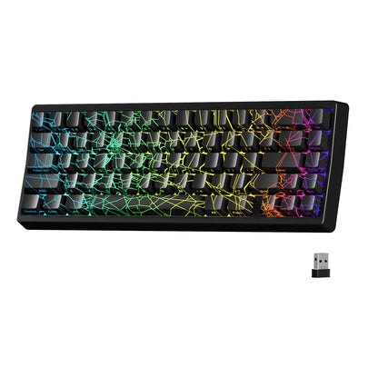 Teclado mecánico inalámbrico XVX M67 JadeStone con teclas IMD-Tech, trimodo, diseño topográfico blanco gamer y estructura gasket