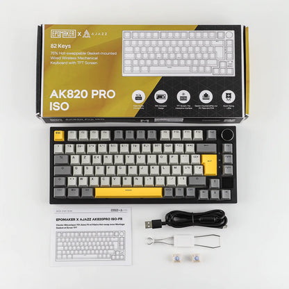 Layout ISO-FR EPOMAKER X AJAZZ AK820 PRO 75% AZERTY Francese Tastiera meccanica hot-swap cablata/BT/wireless 2.4GHz per Win/Mac/PC