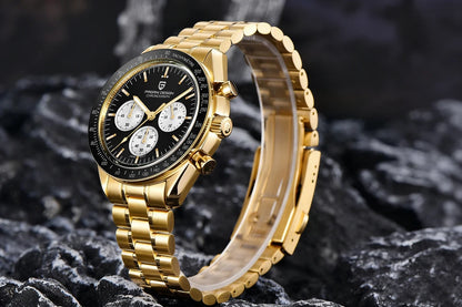 Relógio PAGANI DESIGN Moon – Cronógrafo de quartzo de luxo para homem, estilo desportivo, vidro de safira com tratamento antirreflexo, mostrador luminescente