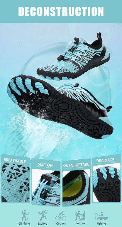 EOCENE men and women barefoot outdoor sports aqua shoes, quick-dry beach swimming fitness wading hiking cycling water sneakers