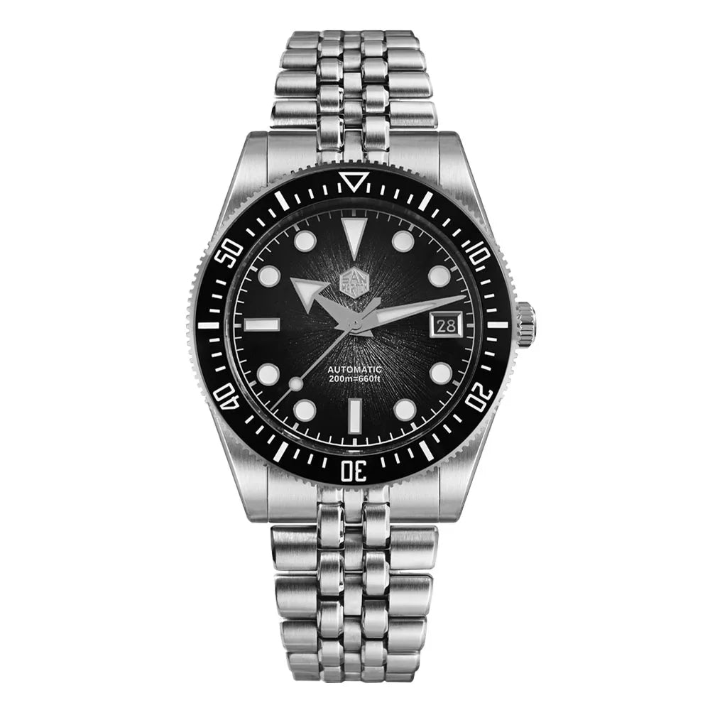 Relógio de mergulho masculino San Martin 37.5mm 40mm Miyota 9015 com mostrador esmaltado, relógio de pulso mecânico automático de luxo, resistente à água 200m SN0148