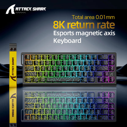 Tastiera a switch magnetici ATTACK SHARK X68HE cablata e FREEWOLF F68 cablata F68Pro wireless per gaming professionale 8K Hz 0.01mm Rapid Trigger