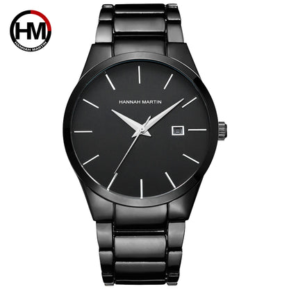 Relógio de homem Hannah Martin, caixa em aço inoxidável, movimento de quartzo, mostrador de 41 mm, estilo profissional, com indicação do calendário (imitação)