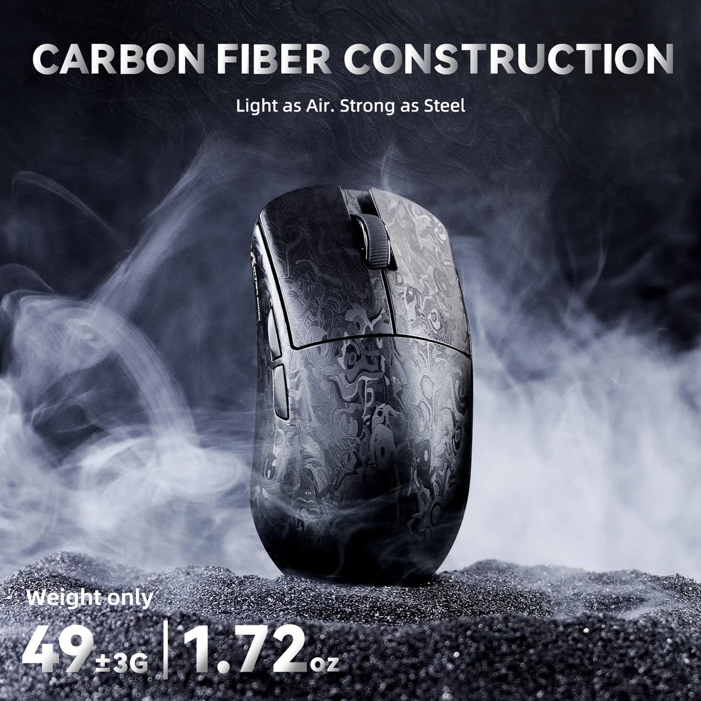 Mouse gaming wireless ATTACK SHARK R11 ULTRA in fibra di carbonio, 8000Hz, PAW3950MAX, 42000DPI, ultraleggero 49g, 20000FPS, Nordic 52840