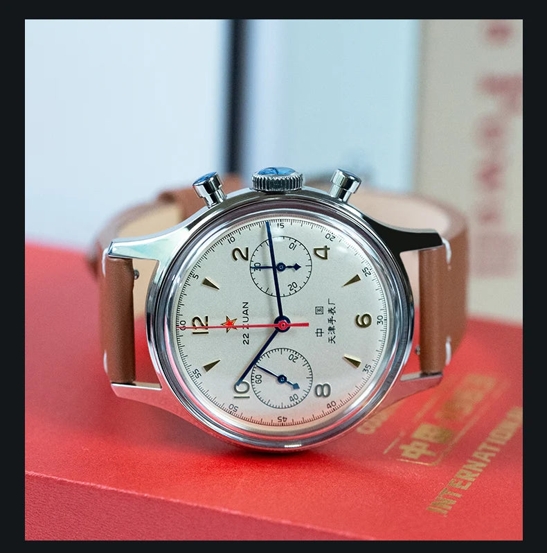 Relógio mecânico masculino Seagull 1963 International Edition Pilot Clock ST1901, cronógrafo retro de pulso, aviação da Força Aérea, novo