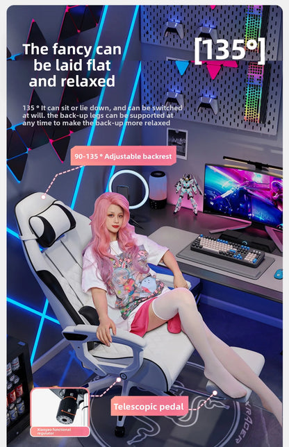 Silla gaming masculina para e-sports, cómoda para estar sentado durante períodos prolongados; silla de ordenador reclinable para momentos de ocio, con respaldo