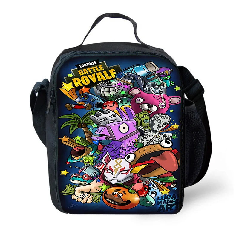 Zaini per bambini con design Hot Game, borsa pranzo e astuccio, borse scuola per alunni ad alta capacità, per bambino e bambina, regalo ideale F-FortniteS