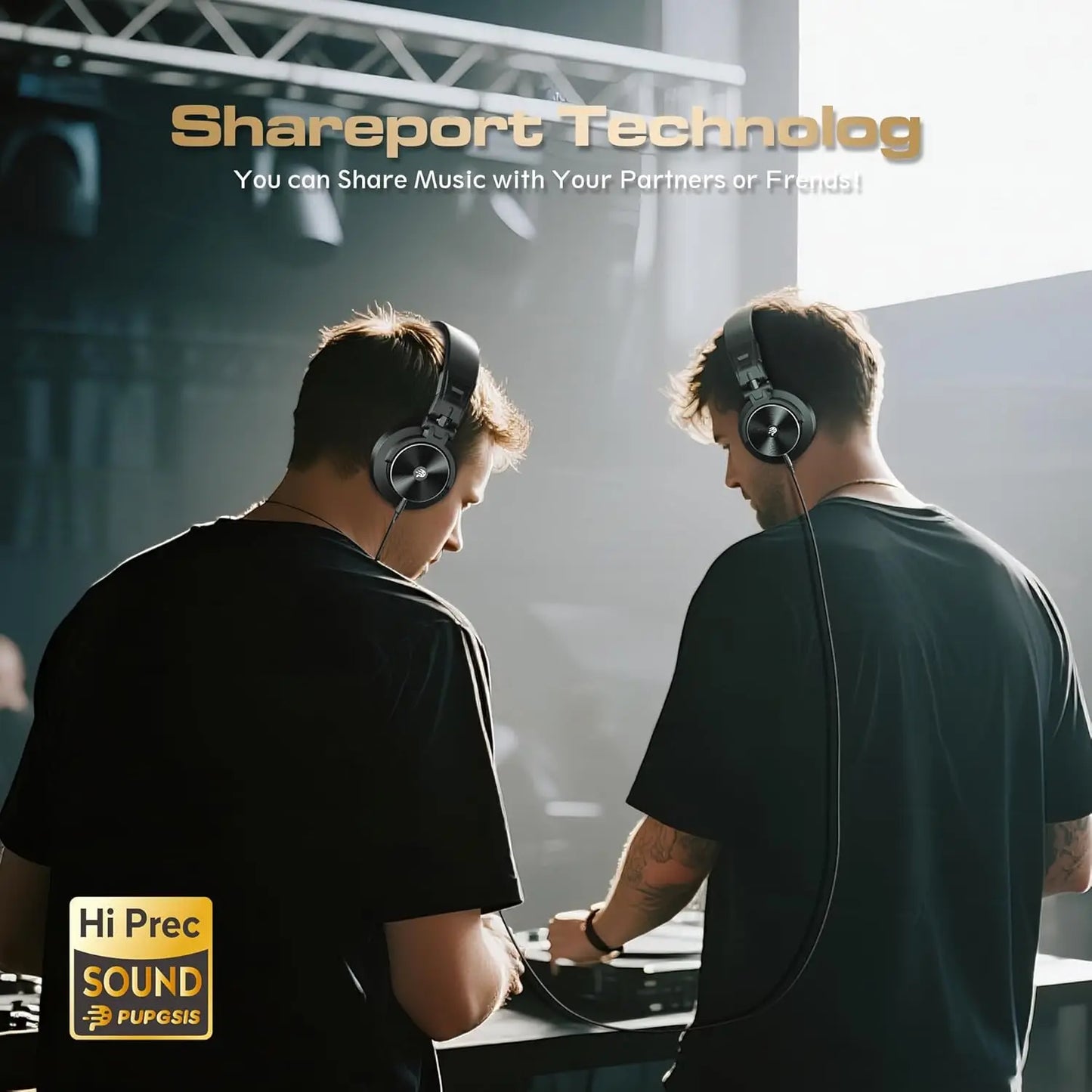 PUPGSIS Studio Monitor Headphones, Over Ear Headphones Wired, Professional 40kHz Hi-Res DJ Stereo Headphones - 1/4 to 3.5mm Jack