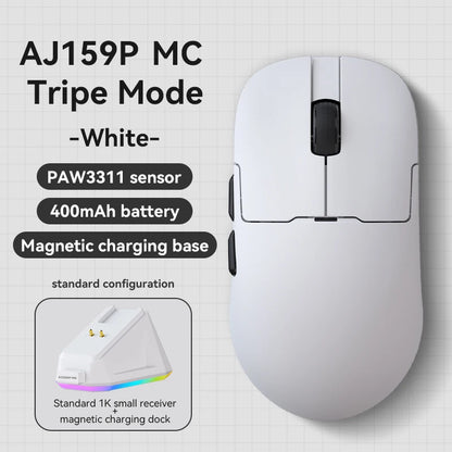 AJAZZ AJ159 APEX Wireless Gaming Mouse, Lightweight RGB Gaming Mouse with Magnetic Charging Dock, Bluetooth & 2.4GHz, Up to 30,000 DPI for PC & Laptop