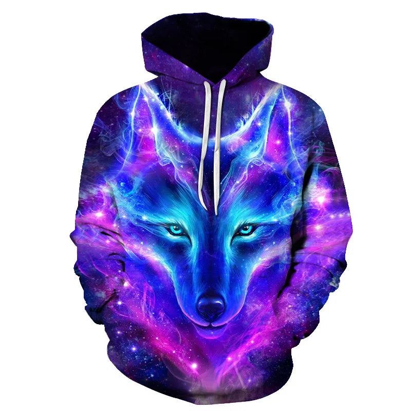 Felpe con cappuccio oversize 3D Animal Wolf da uomo e donna, moda casual, pullover hip hop Harajuku streetwear