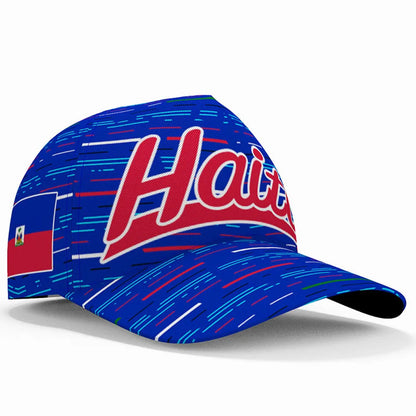 Casquette de baseball personnalisée « Haïti » avec nom, numéro et logo d'équipe – Hti – Pays – Voyage – Nation française – Drapeau de la République d'Haïti