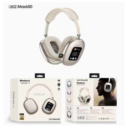 MAX600 Wireless Bluetooth 5.3 Head-Mounted Headset with Digital Display, Card Reader, Bone Conduction Neckband Headphones with Noise Cancelling