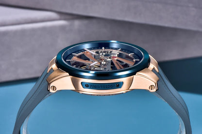 Pánske hodinky PAGANI DESIGN – Luxusný mechanický model s automatickým náťahom, typu „skelet“ (s otvoreným srdcom), vybavený tourbillonom, so zafírovým sklom s antireflexnou úpravou, vodotesné a luminiscenčné.