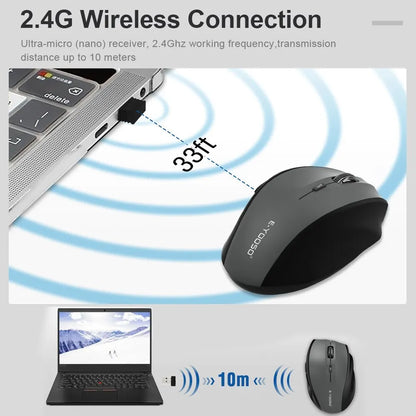 E-YOOSO E-1010 Mouse Wireless USB 2.4G da Gaming e Ufficio, Mouse Ottico 2400 DPI Ergonomico per Laptop, PC e Computer